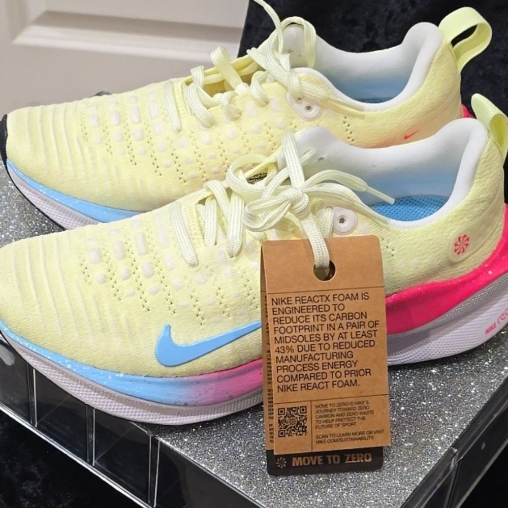 Nike InfinityRN 4 Sneaker- Barely Volt/Aquarius Blue/White Obsidian - Picture 10 of 12